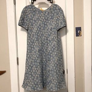 Vintage Liz Claiborne Light Blue Ditsy Floral Dress Knee Length Short Sleeve 8